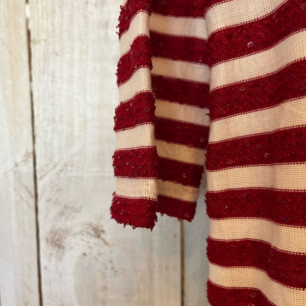 Talbots Red & White Stripe Sequins Christmas Spar… - image 5